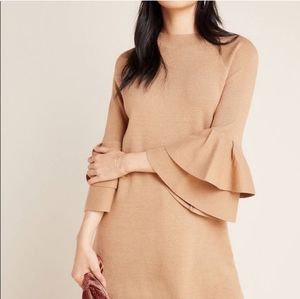 Anthropologie Claudette Ruffled Sweater Tunic Dress